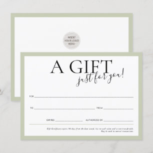 GIFT VOUCHER elegant modern chic business sage Invitation