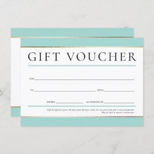 GIFT VOUCHER modern elegant business mint green Invitation