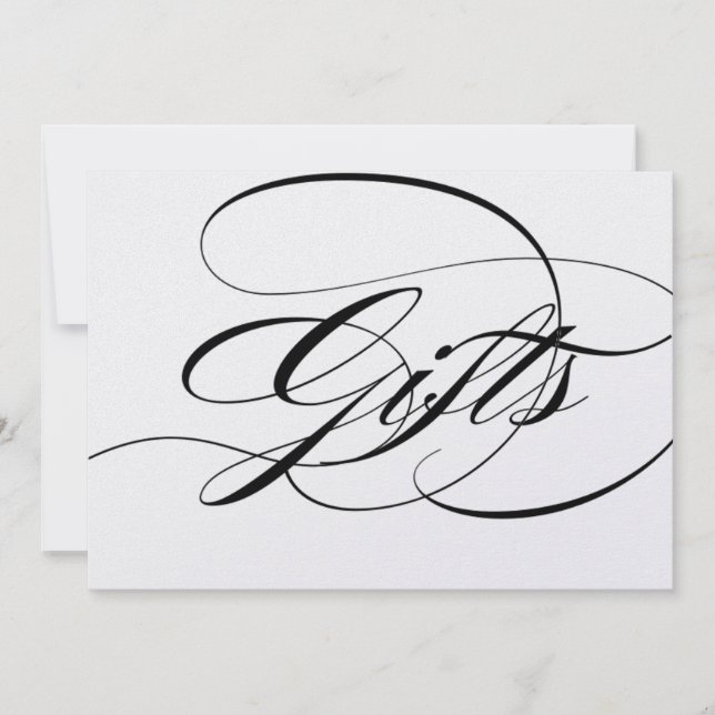 Gift wedding reception sign beautiful script invitation (Front)