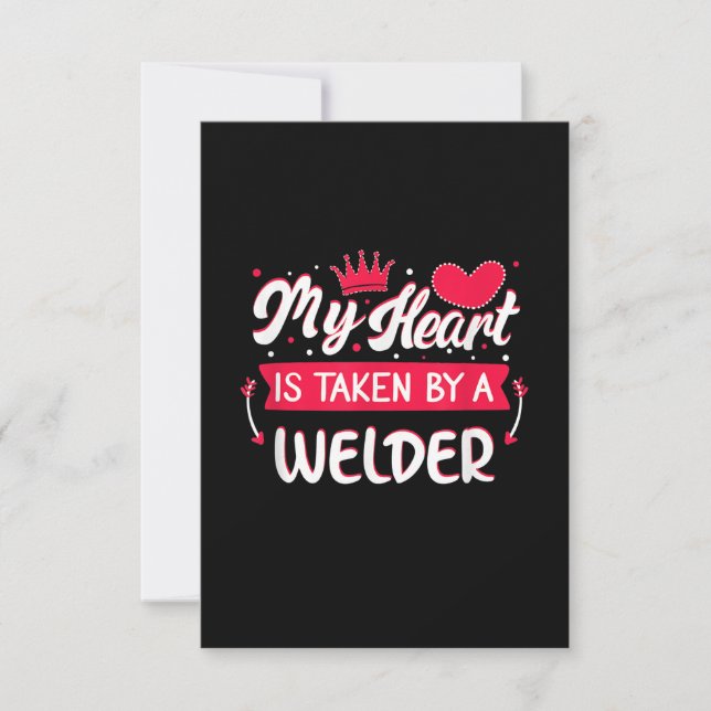 Gift Welder Valentines Day Funny for Men Women Thank You Card (Front)