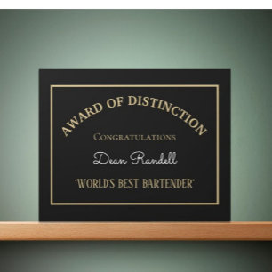 Gift!! World's Best Bartender Plaque