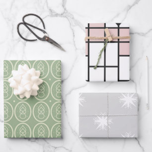 Gift Wrap 3 Vintage Styles, Deco,Nouveau, Xmas