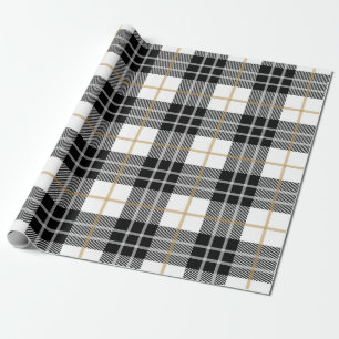 Gift Wrap   Black & Gold Plaid