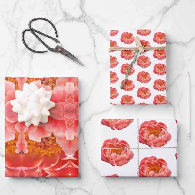 Gift Wrap Coral Peonies (Front)