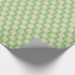 Gift Wrap - Green Chain Links on Tan