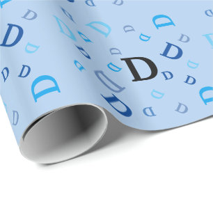 Gift Wrap - Jumbled Letters in Blue