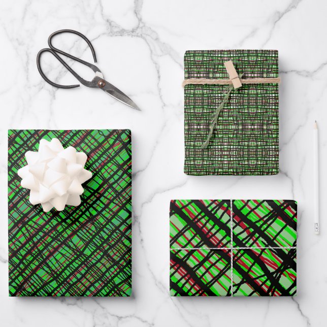Gift Wrap Kwanzaa Red/Green/Black Weave (Front)