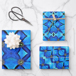Gift Wrap Paper Blue Poppy