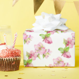 Gift Wrap Paper Roll - Pink Hellebore Flower
