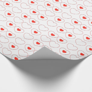 Gift Wrap - Red Hearts in Rows
