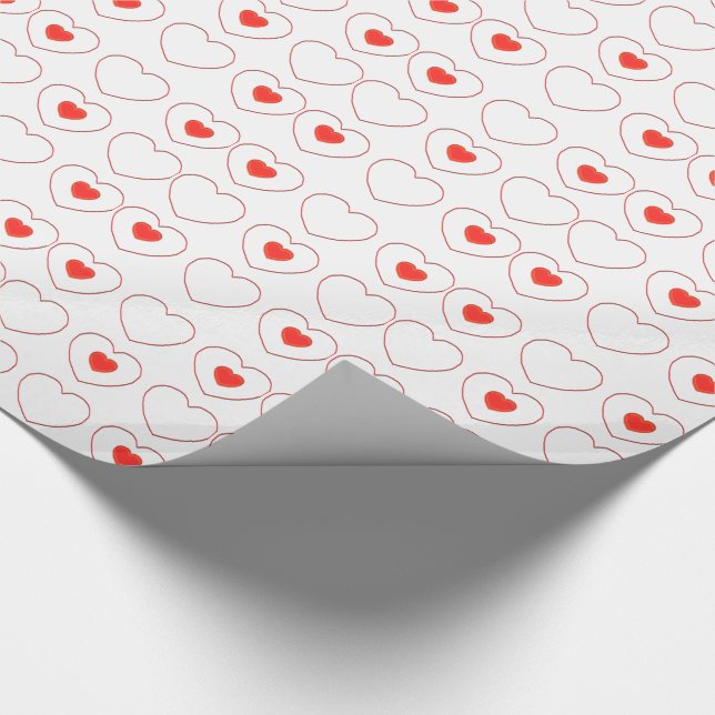 Gift Wrap - Red Hearts in Rows (Corner)