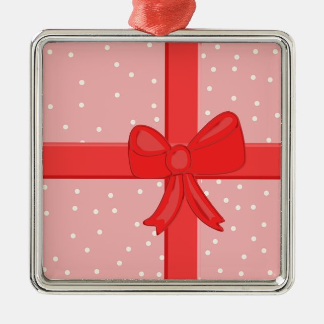gift wrap ribbon metal ornament (Front)