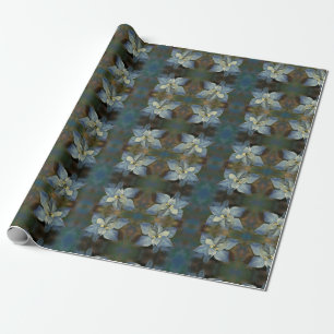 Gift Wrap Roll Blue Poinsettia
