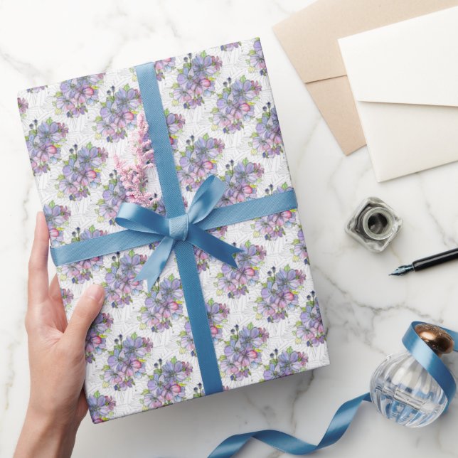 Gift Wrap Roll - Lavender & Pink Flowers (Gifting)