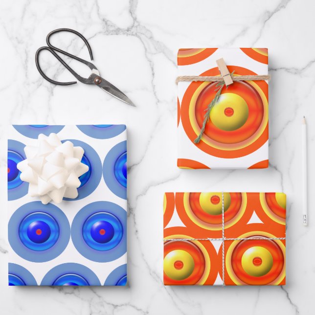 Gift Wrap Set - Concentric Circles in Patterns (Front)