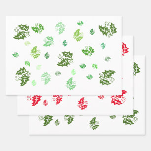 Gift Wrap Set - Holly leaves