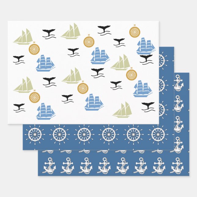 Gift Wrap Set - Nautical Theme (Set)