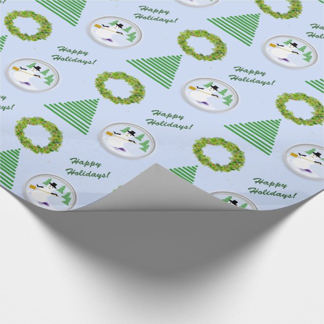 Gift Wrap - Snowglobe, Tree, Wreath, Happy Holiday (Corner)