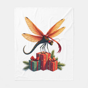 Gift-Wrapped Dragonfly Fleece Blanket