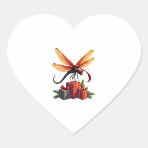 Gift-Wrapped Dragonfly Heart Sticker