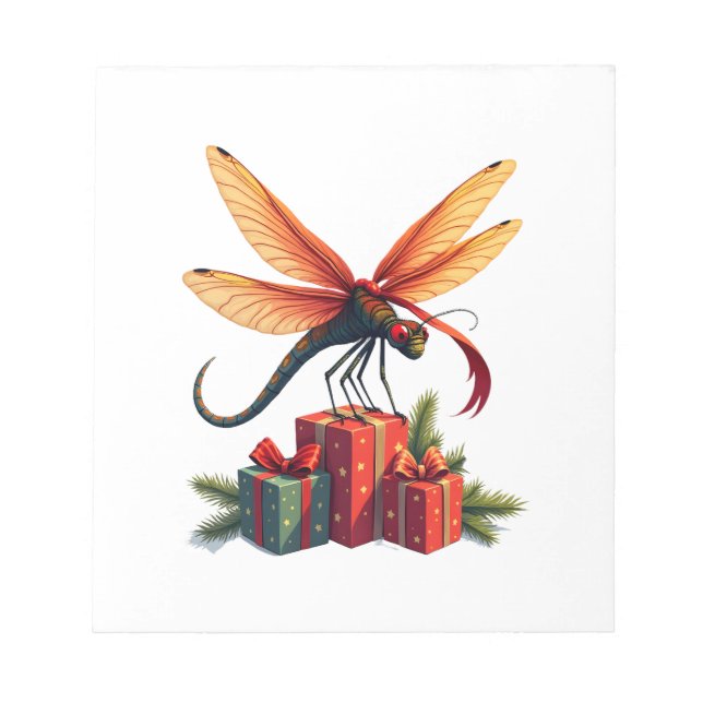 Gift-Wrapped Dragonfly Notepad (Front)