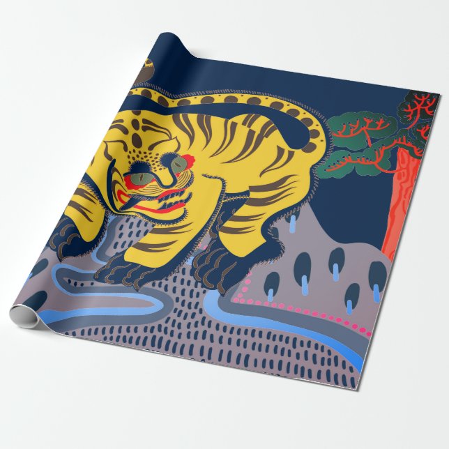 GIFT WRAPPING CHINESE TIGER  PAPER (Unrolled)