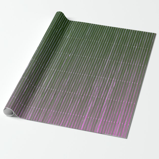GIFT WRAPPING DARK GREEN MAGENTA FADED STRIPES PAPER (Unrolled)