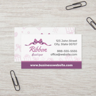 Gift Wrapping Present with Purple Ribbon Bow Business Card