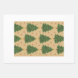 GIFT WRAPPING SHEETS CHRISTMAS TREE AND STRIPES