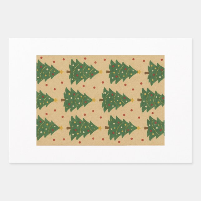 GIFT WRAPPING SHEETS CHRISTMAS TREE AND STRIPES (Front 2)