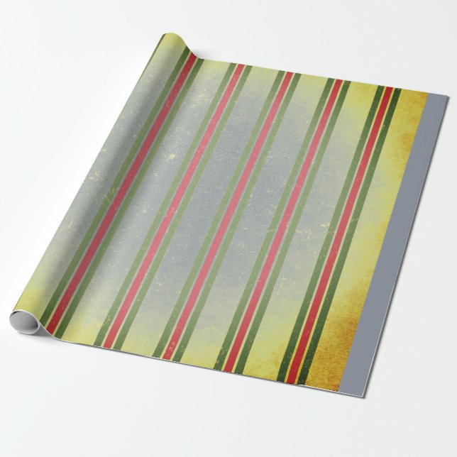 GIFT WRAPPING VINTAGE DISTRESSED STRIPES  PAPER (Unrolled)