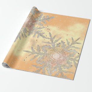 GIFT WRAPPING WILSON BENTLEY SNOWFLAKES SUNSET PAPER