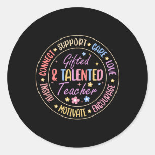 Gifted And Talented Teacher Back To School Retro G Classic Round Sticker