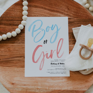 Gifted Minimalist Gender Reveal Baby Boy or Girl Invitation