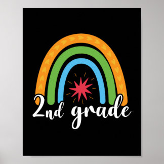 Gifts 2nd Teacher | 2nd Grade Rainbow Poster