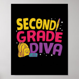 Gifts 2nd Teacher Second Grade Diva Poster