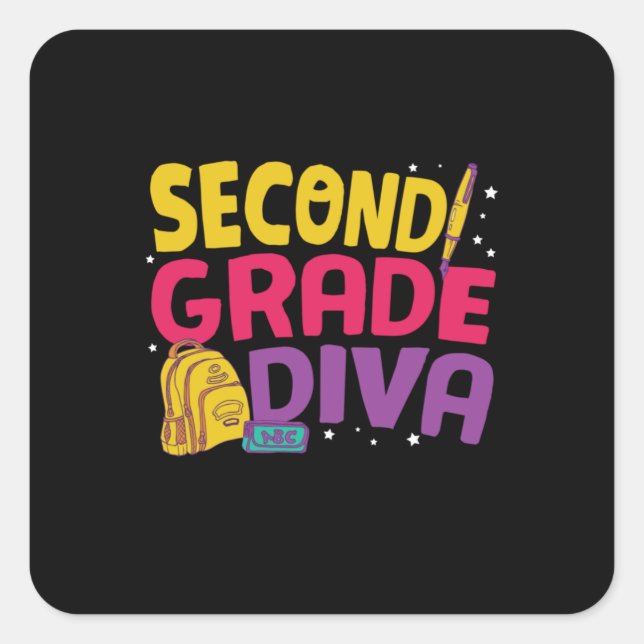 Gifts 2nd Teacher | Second Grade Diva Square Sticker (Front)