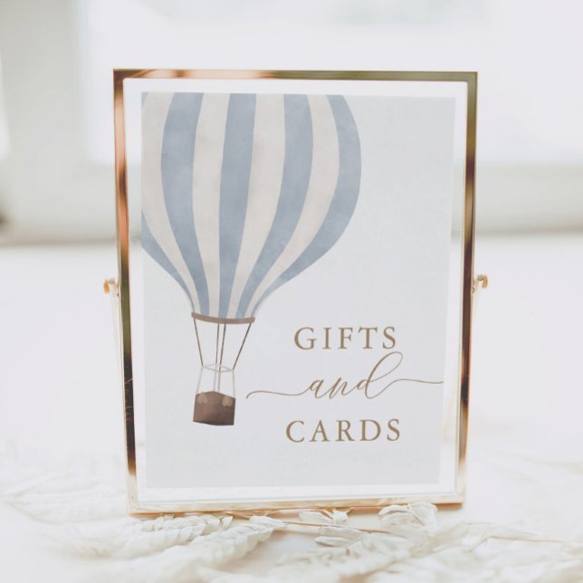 Gifts and Cards Blue Hot Air Balloon Baby Shower Poster (Creator Uploaded)