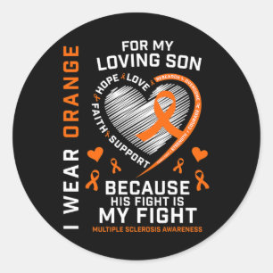 Gifts Apparel Orange Son Multiple Sclerosis Awaren Classic Round Sticker
