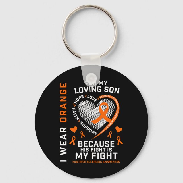 Gifts Apparel Orange Son Multiple Sclerosis Awaren Key Ring (Front)