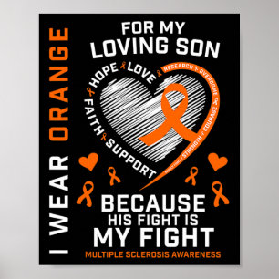Gifts Apparel Orange Son Multiple Sclerosis Awaren Poster