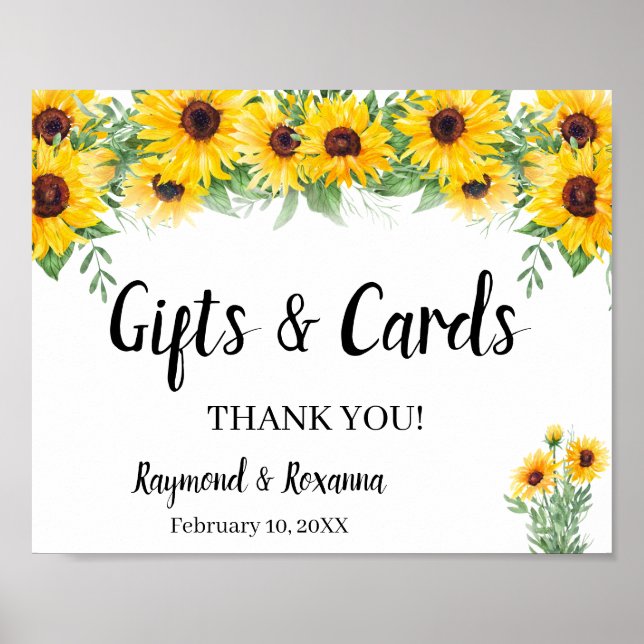 Gifts & Cards Bridal Shower Wedding Sunflower Sign (Front)
