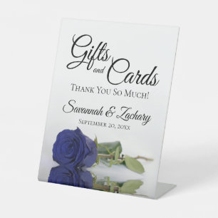 Gifts & Cards Deep Navy Blue Rose Thank You Pedestal Sign