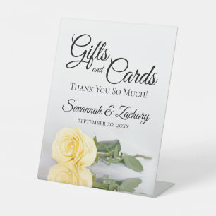Gifts & Cards Elegant Butter Yellow Rose Thank You Pedestal Sign
