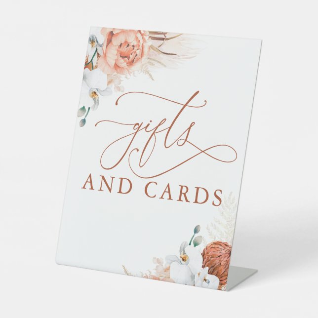 Gifts Cards Terracotta Floral Pampas Grass Sign (Front)