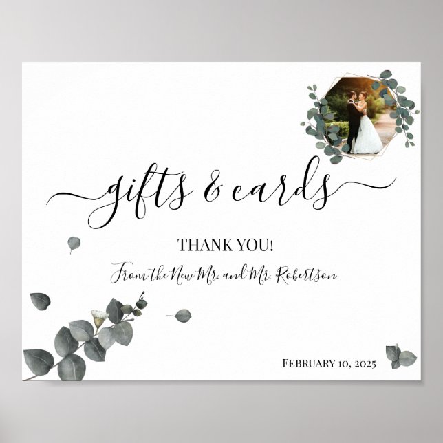 Gifts & Cards Wedding Greenery Eucalyptus Sign (Front)