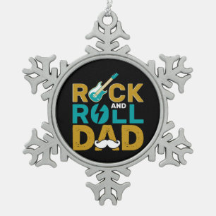 Gifts Dad Rock And Roll Dad Snowflake Pewter Christmas Ornament