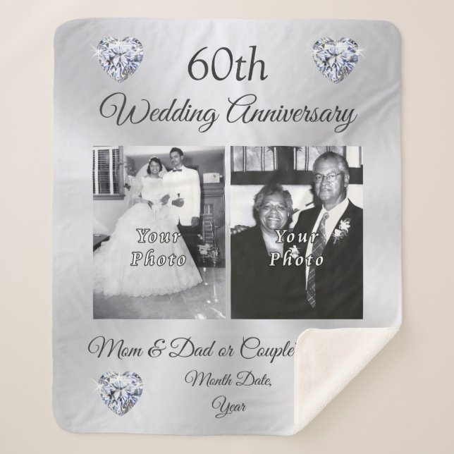 Gifts for 60th Wedding Anniversary for Parents Sherpa Blanket (Front)