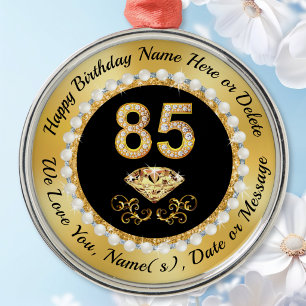 Gifts for 85th Birthday Woman, Mum, Grandma, 85th Metal Ornament