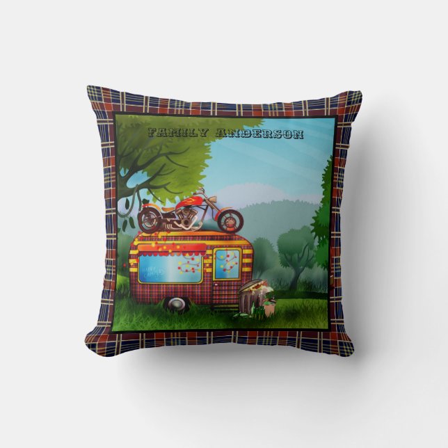 Gifts For Campers - Trailer Trash Tartan Custom Cushion (Front)